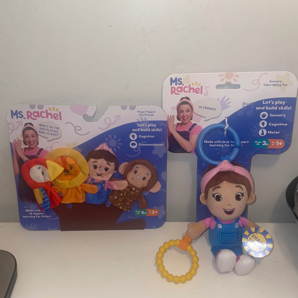 Ms. Rachel Toy Lot Sensory Take-Along Plush & Finger Puppet Zoo Friends NEW